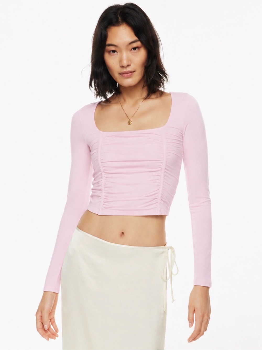 Wilfred Aritzia Lydia Square Neck Ruched Top Size M